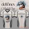 Dia De Los Deftones V-neck football jersey in white with blue rose crown portrait and silver floral vine details