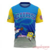 South Bend Cubs x SpongeBob SquarePants Custom T-Shirt featuring SpongeBob and Patrick playing baseball on the front