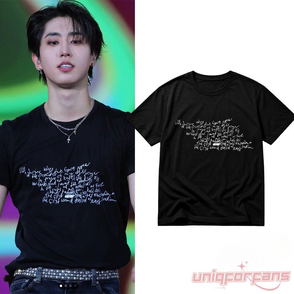 Stray Kids Han Jisung Handwritten Demeulemeester Poem Sample T-Shirt worn on stage