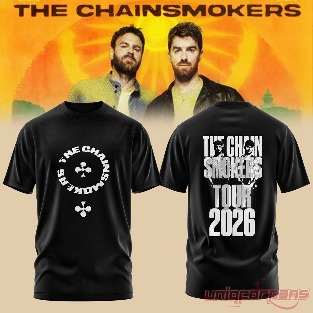 The Chainsmokers 2026 Tour Black Graphic Tee The Chainsmokers 2026 Tour Black Graphic Tee