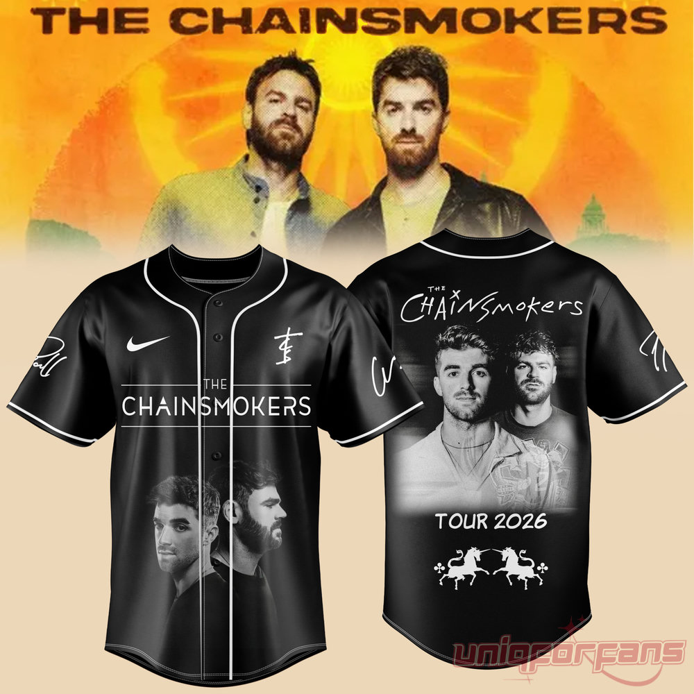 The Chainsmokers Concert 2026 Black Button-Up Baseball Jersey The Chainsmokers Concert 2026 Black Button-Up Baseball Jersey
