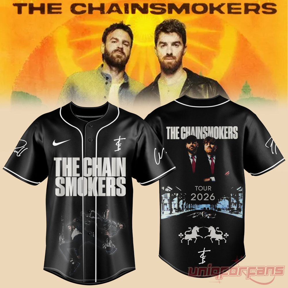 The Chainsmokers Concert 2026 Black Button-Up Baseball Jersey The Chainsmokers Concert 2026 Black Button-Up Baseball Jersey
