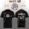 The Rose Rosetopia World Tour 2026 Cosmic Story T-Shirt in black with colorful band performing graphic on the back