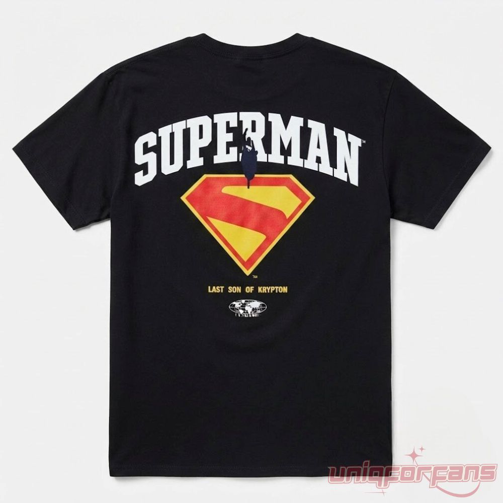 Victor Oladipo NBA Las Vegas Superman Shirt back view featuring Superman Last Son of Krypton graphic on black tee.