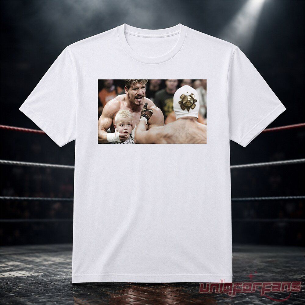 WWE Dominik Mysterio Eddie Guerrero Ladder Match Photo White T-Shirt with vintage iconic ring photo chest graphic print