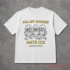 Zayn Malik All My Homies Hate ICE Ducks Graphic T-Shirt front product view in white on a textured gray background