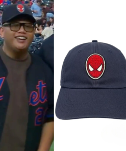 Jacob Batalon At Mets Game Spider-Man Inspired Logo Navy Cap
