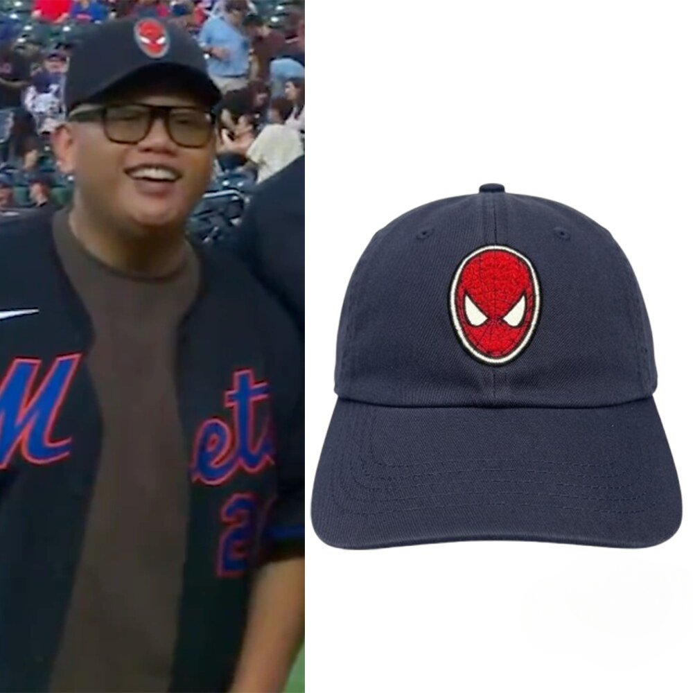 Jacob Batalon At Mets Game Spider-Man Inspired Logo Navy Cap Jacob Batalon At Mets Game Spider-Man Inspired Logo Navy Cap