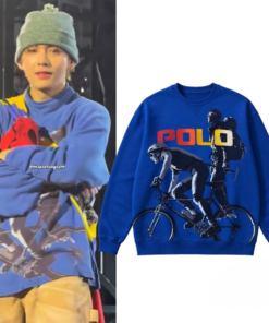 BTS Taehyung Polo Dan And Dave Royal Blue Sweatshirt